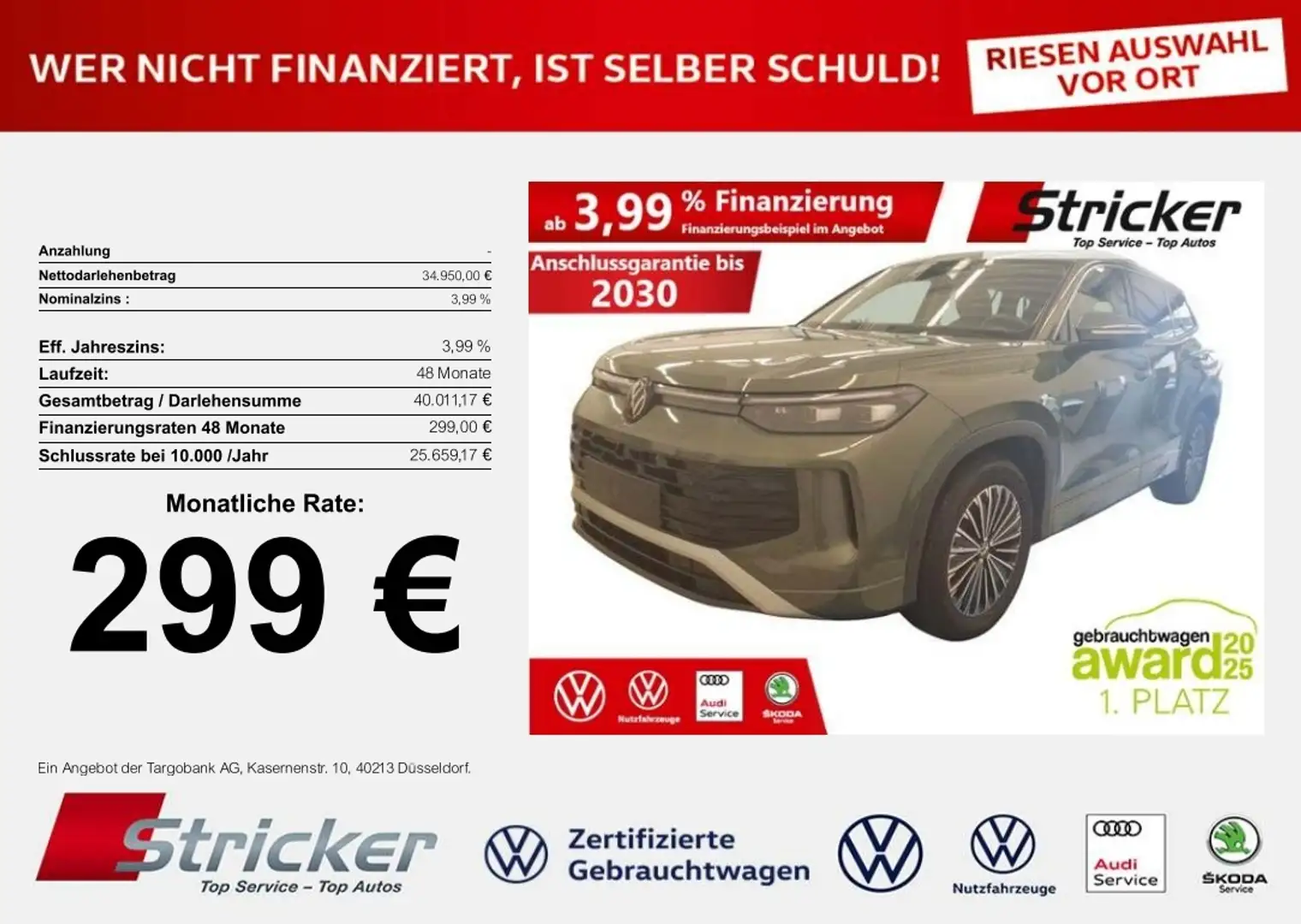 Volkswagen Tayron Life 1.5eTSI DSG 299,-ohne Anzahlung AHK Kamera Grün - 1