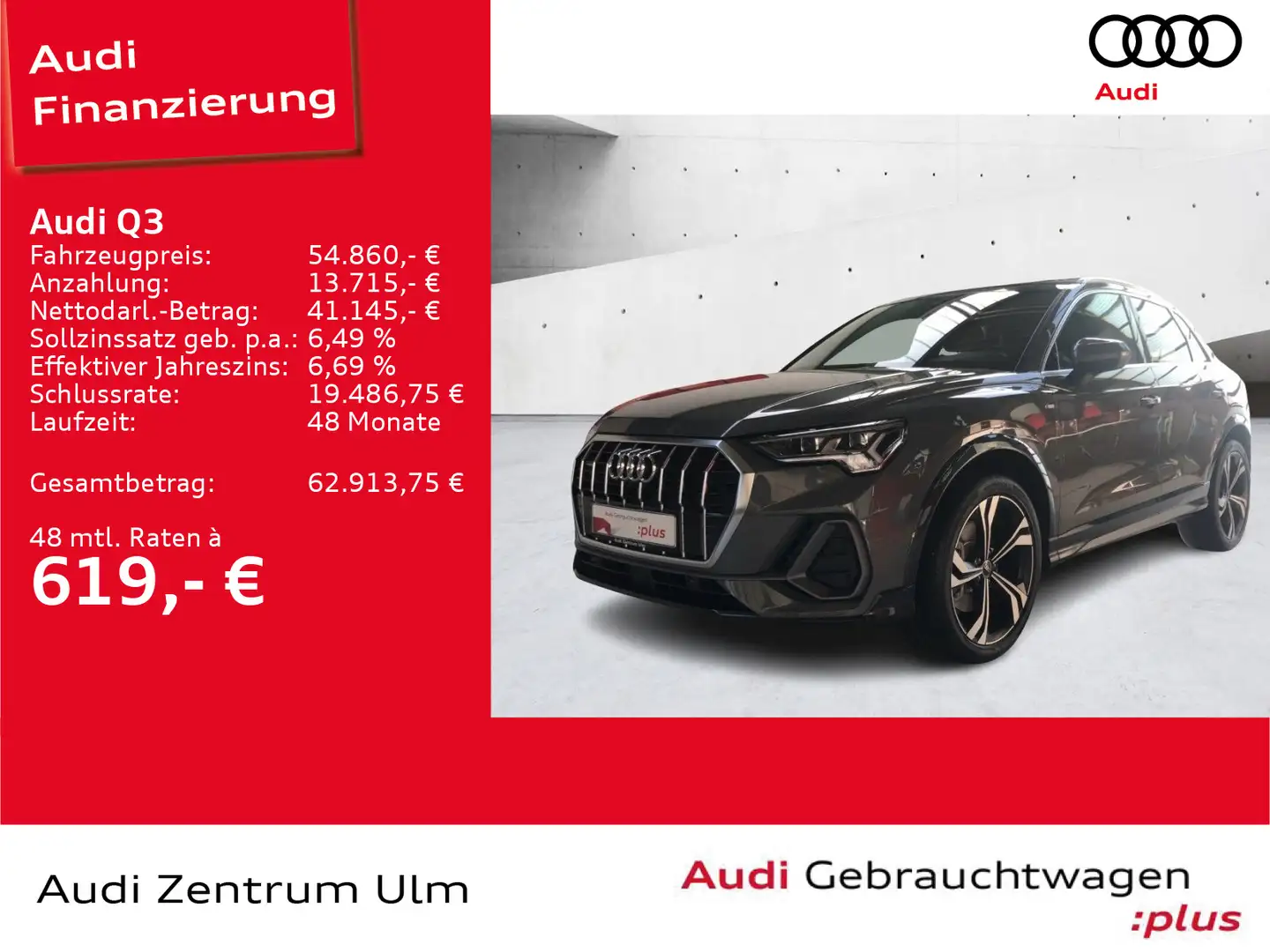Audi Q3 S-Line 45 TFSI qu 20 AHK PANO STHZ 5J.GAR. Gris - 1