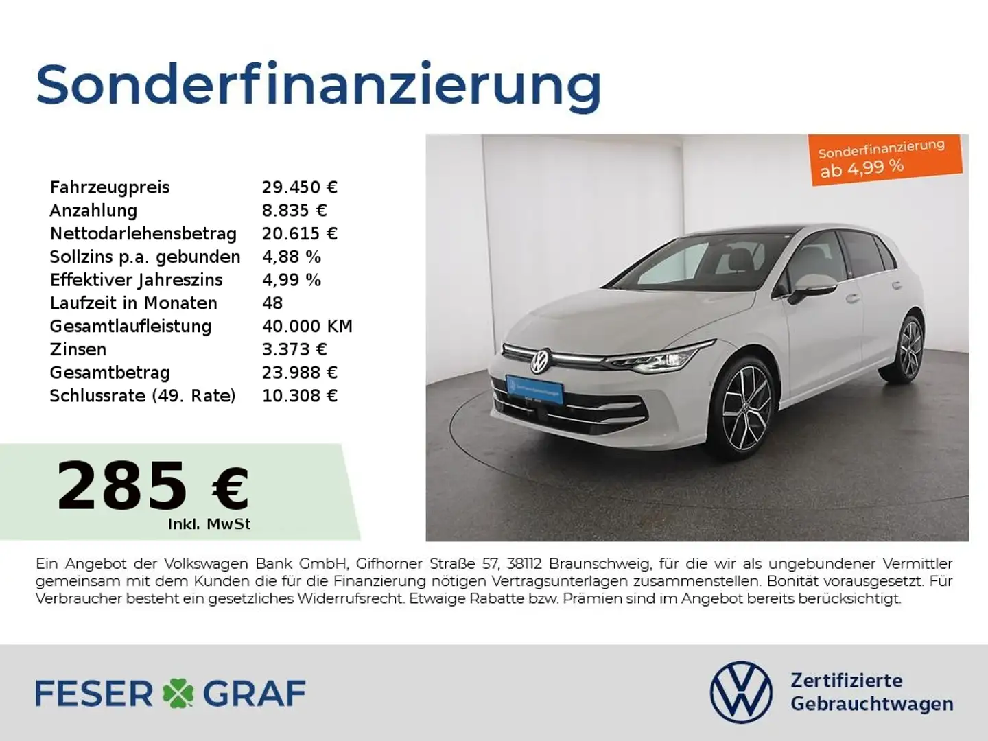 Volkswagen Golf 1.5 eTSI Edition 50 DSG Pano/ACC/R-Kamera Weiß - 1