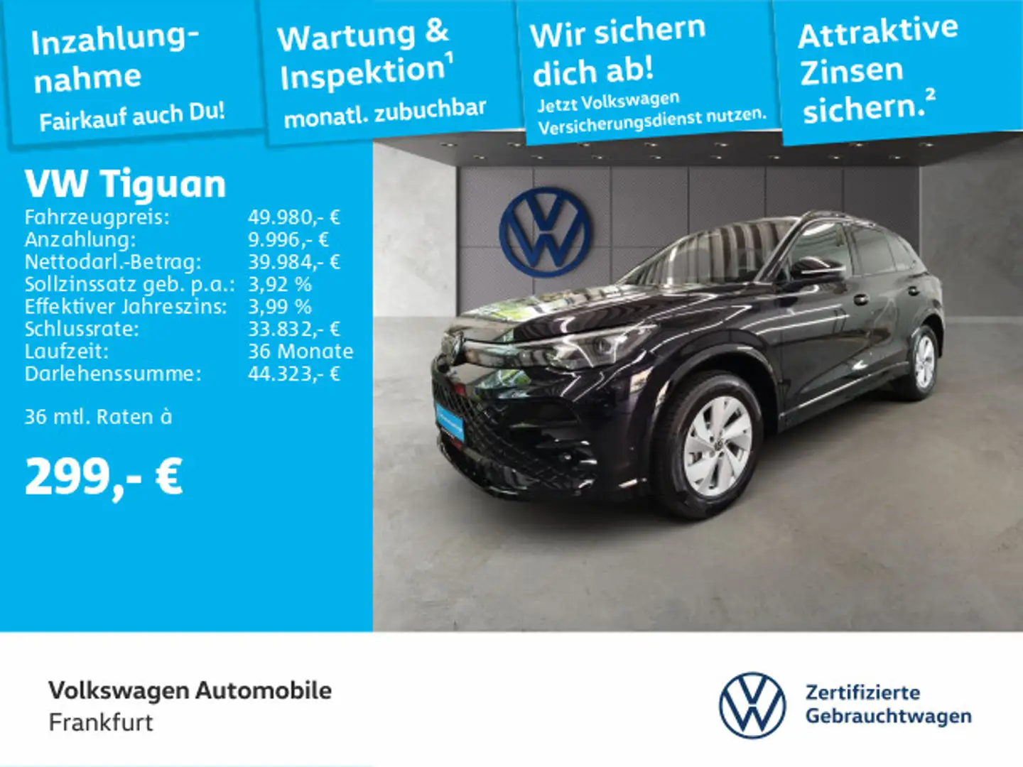 Volkswagen Tiguan 2.0 TDI DSG 4Motion R-Line Navi IQ.Light Schwarz - 1