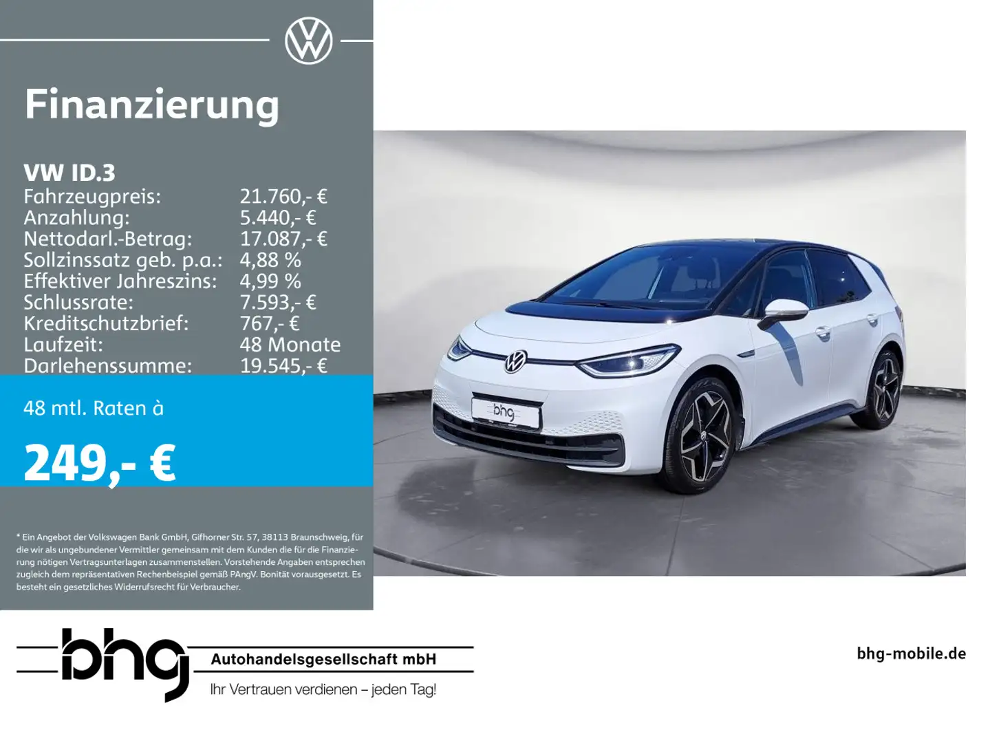 Volkswagen ID.3 Performance Pro Tech PanoDach MatrixLED HUD Weiß - 1