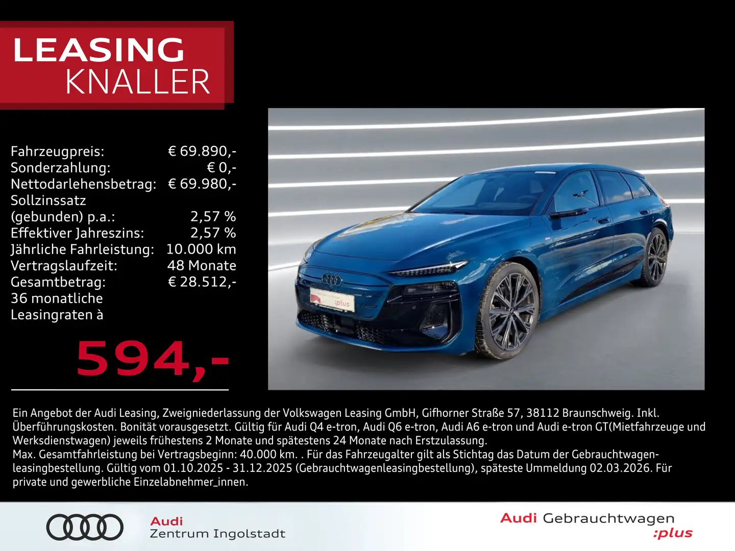 Audi A6 e-tron A6 Avant e-tron edition one S line Tech pro 21" Blau - 1