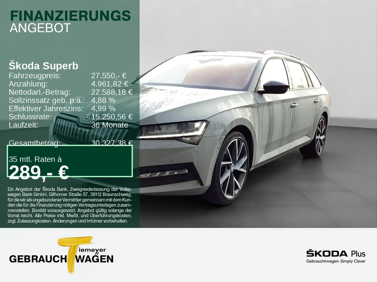 Skoda Superb Combi iV SPORTLINE LM19 AHK CANTON STANDH Grau - 1