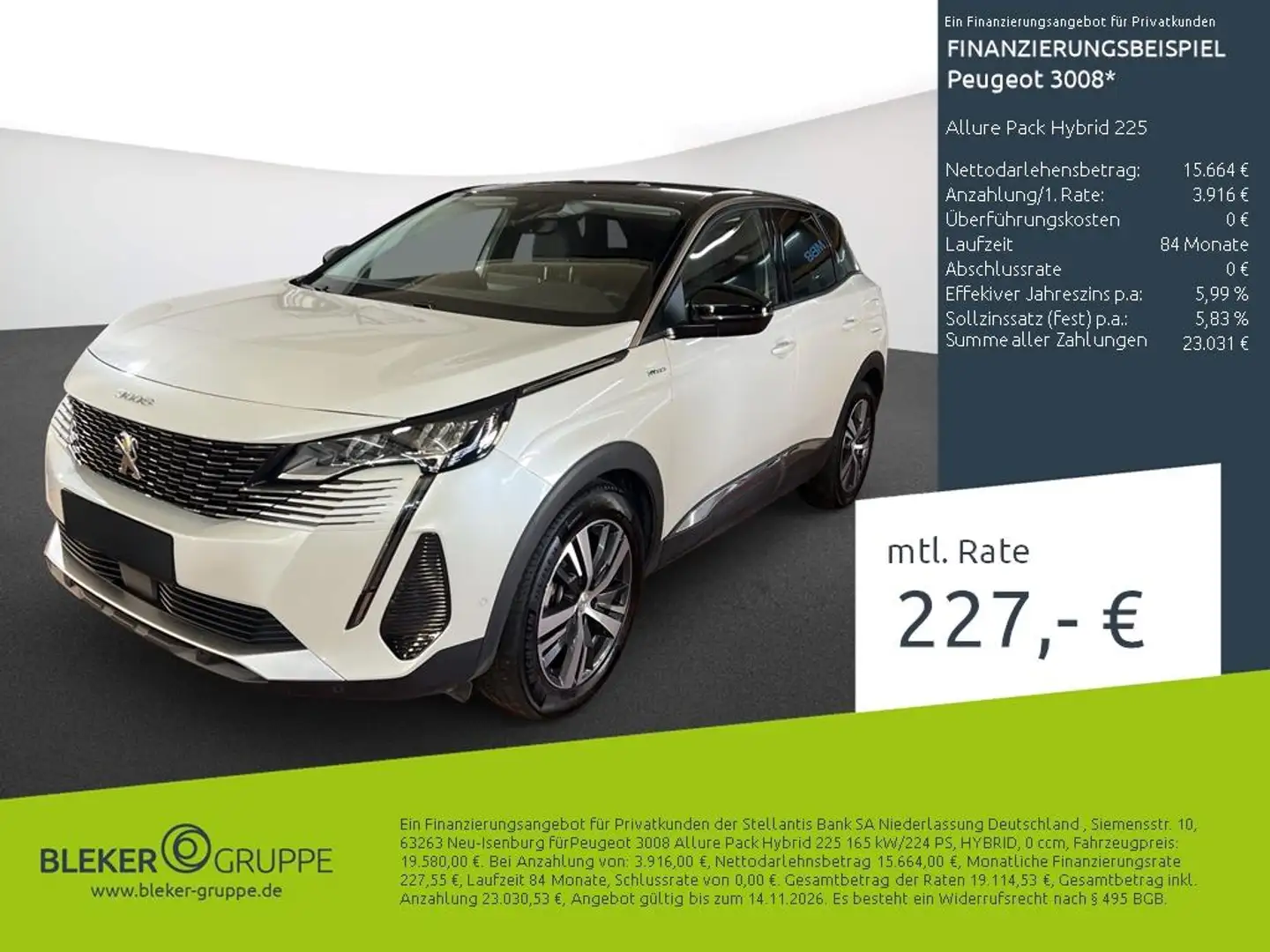 Peugeot 3008 Allure Pack Hybrid 225 Blanco - 1