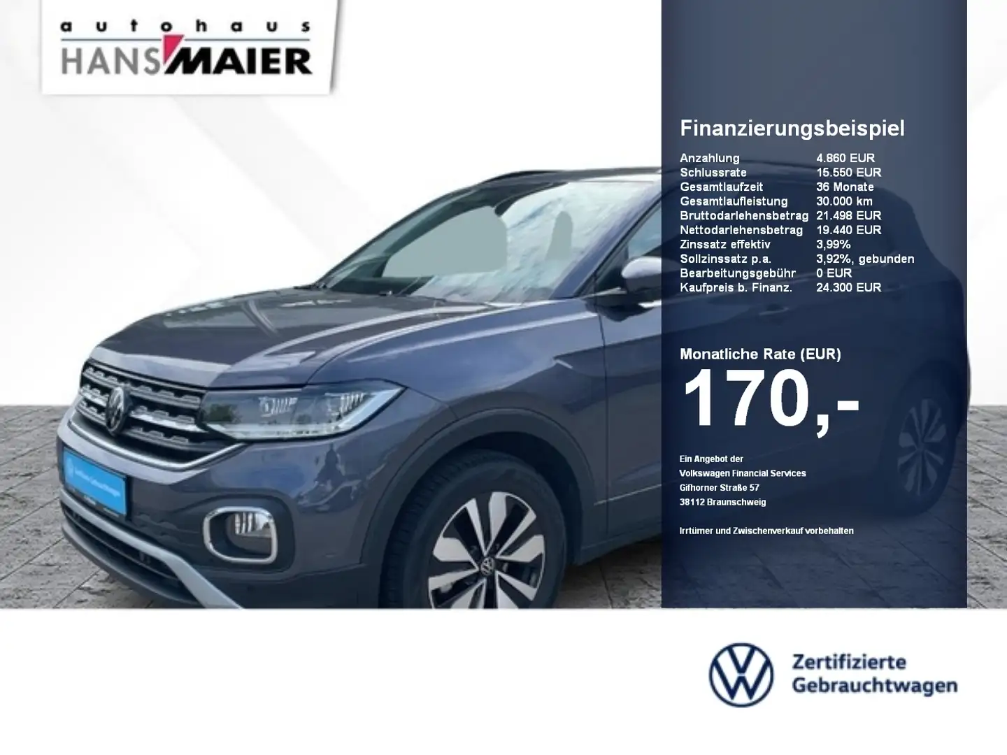 Volkswagen T-Cross Move 1.0 TSI 6-Gang Navi ACC GJR Kam Grau - 1