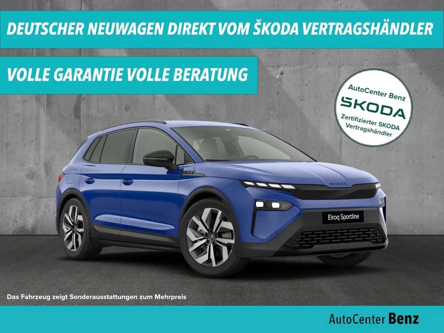 Skoda Elroq 85 SPORTLINE *M-LED*NAVI*CARPLAY*SITZH.* Klima Blau - 1