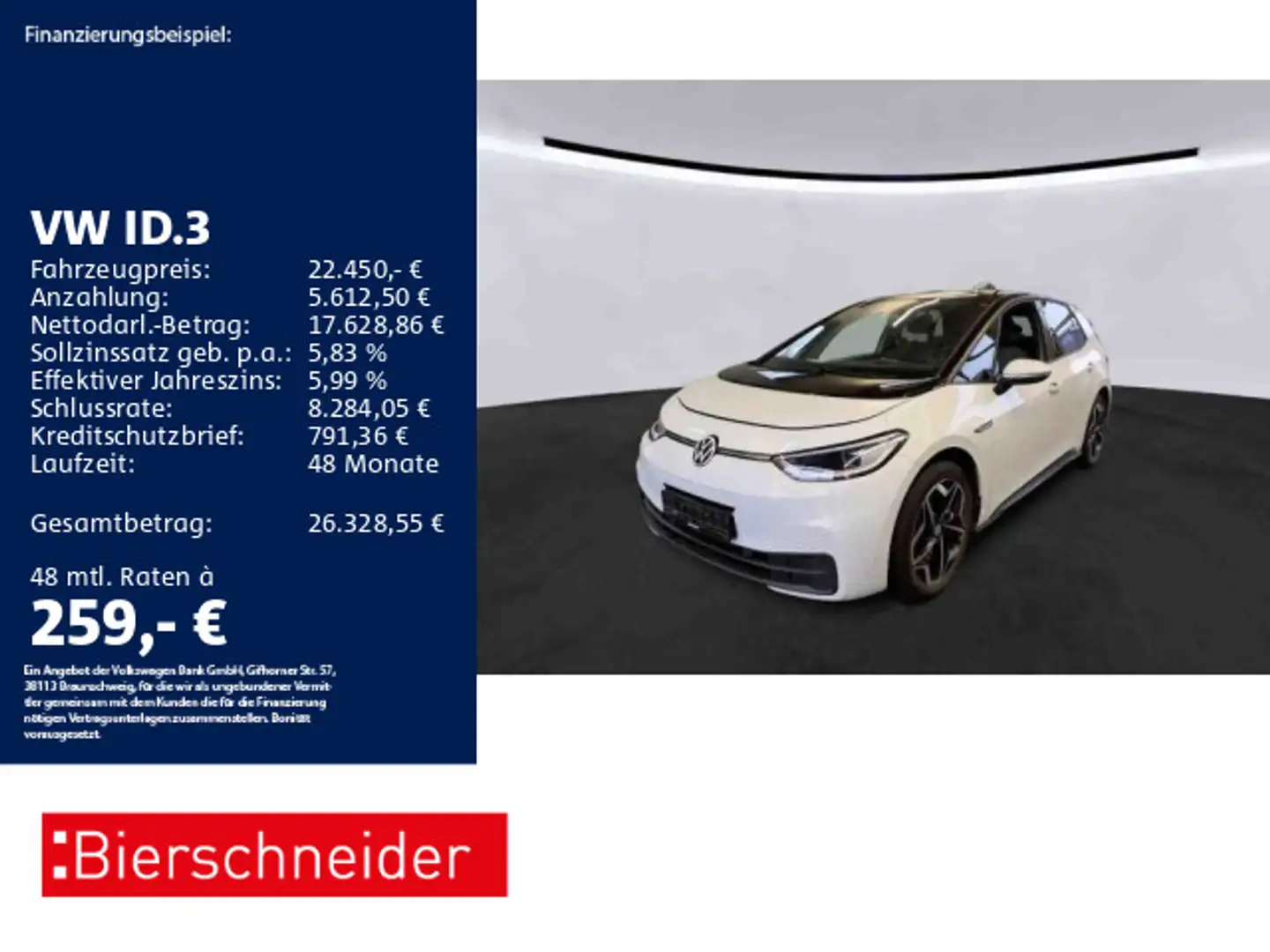 Volkswagen ID.3 Pure Perf. PANO MATRIX CHZ CAM Weiß - 1