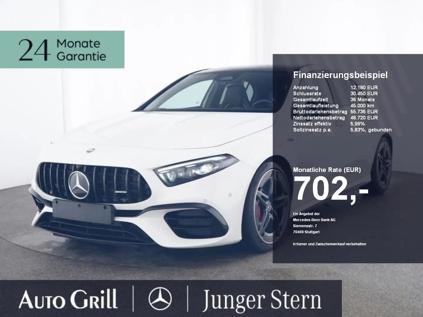 Mercedes-Benz A 45 AMG A 45 S 4M+ Pano RIDE PerfSitz*Lenk Burm Sitzklim Weiß - 1