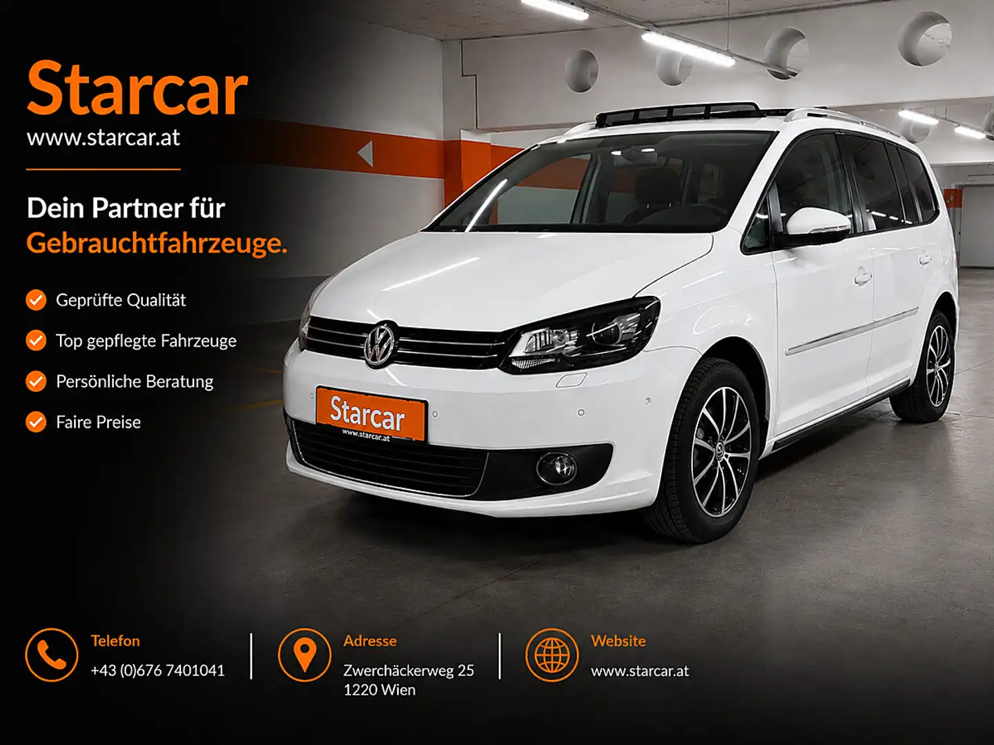 Volkswagen Touran Sky 2,0 BMT TDI DPF DSG Weiß - 1