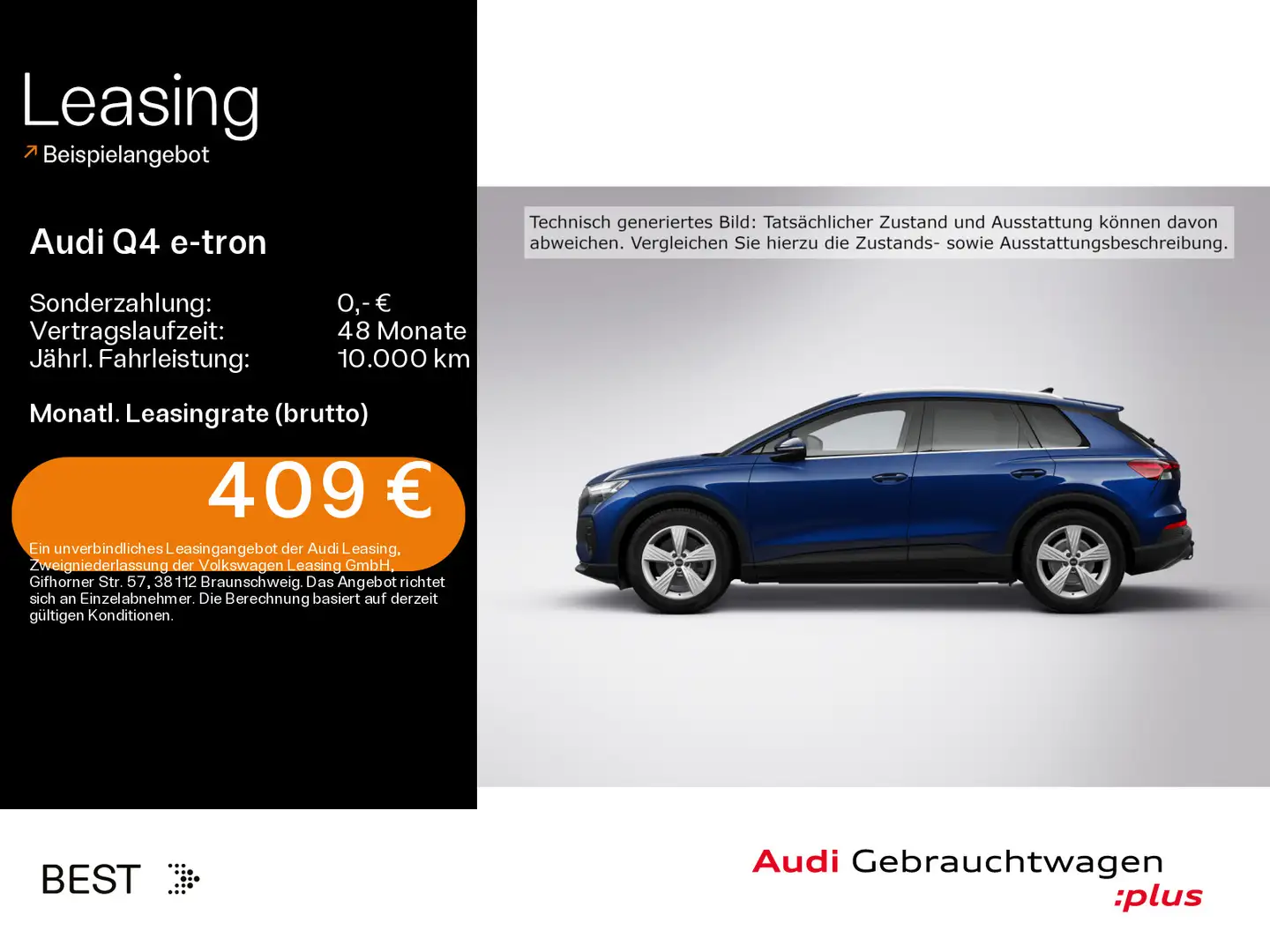 Audi Q4 e-tron 45*MATRIX*NAVI-PLUS*HUD*AHK*LEDER*SONO Blau - 1