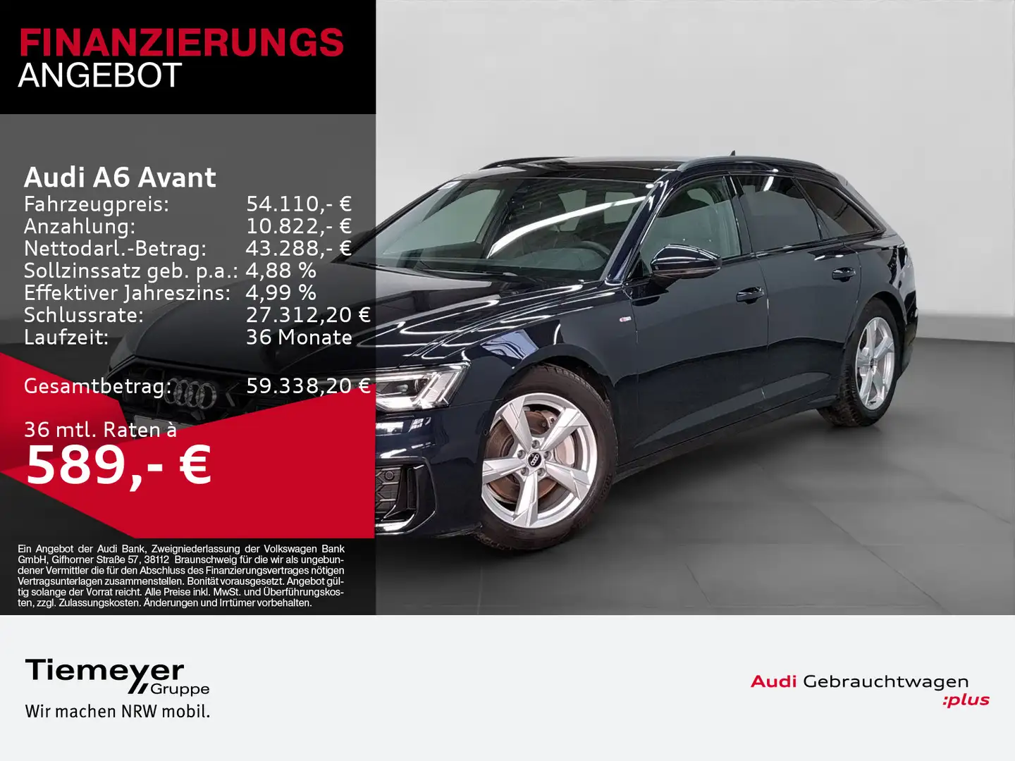 Audi A6 45 TFSI Q S LINE PANO MATRIX ALCANTARA Blau - 1