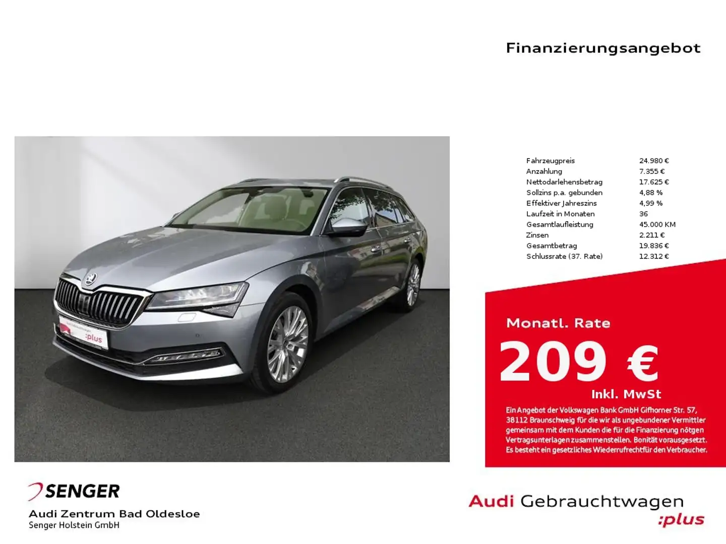 Skoda Superb Combi 2.0 TDI Style Navi Matrix AHK ACC Grau - 1