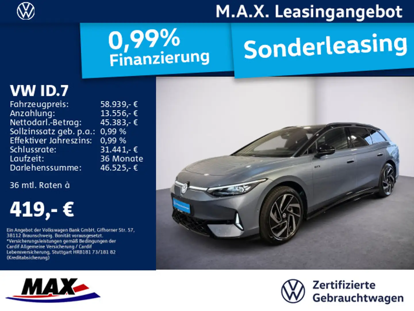 Volkswagen ID.7 Tourer GTX 4M +IQ.LIGHT+AHK+H&K+360°+PANO++ Blau - 1