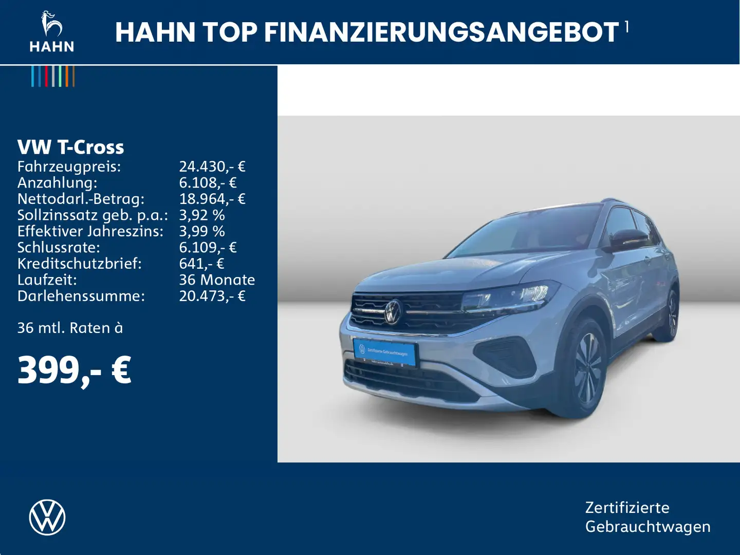 Volkswagen T-Cross 1.0TSI Goal LED Navi PDC CAM Sitzh App Grau - 2