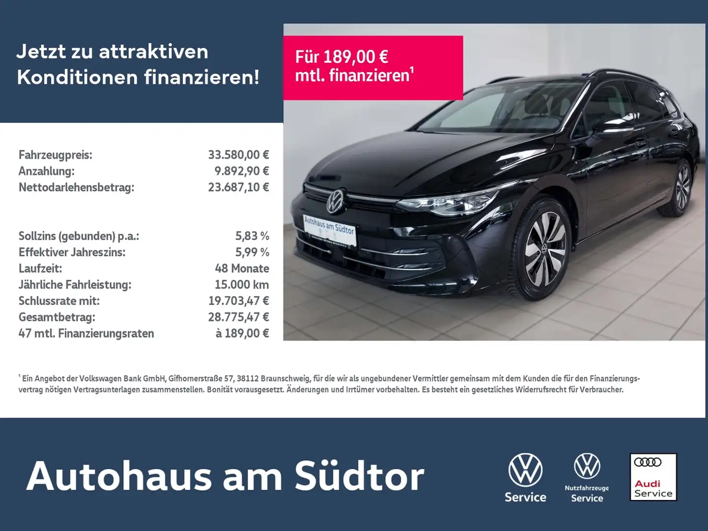 Volkswagen Golf Variant VIII Variant GOAL 2.0 TDI | LED AHK RFK ACC Schwarz - 1