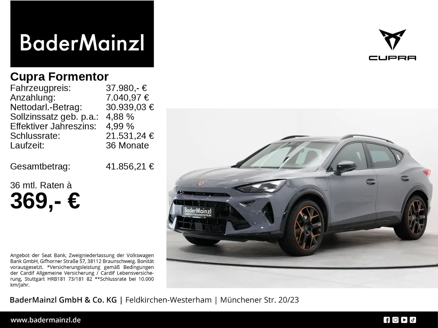 CUPRA Formentor 1.5 eTSI VZ ACC Matrix Kam. SHZ Grau - 1