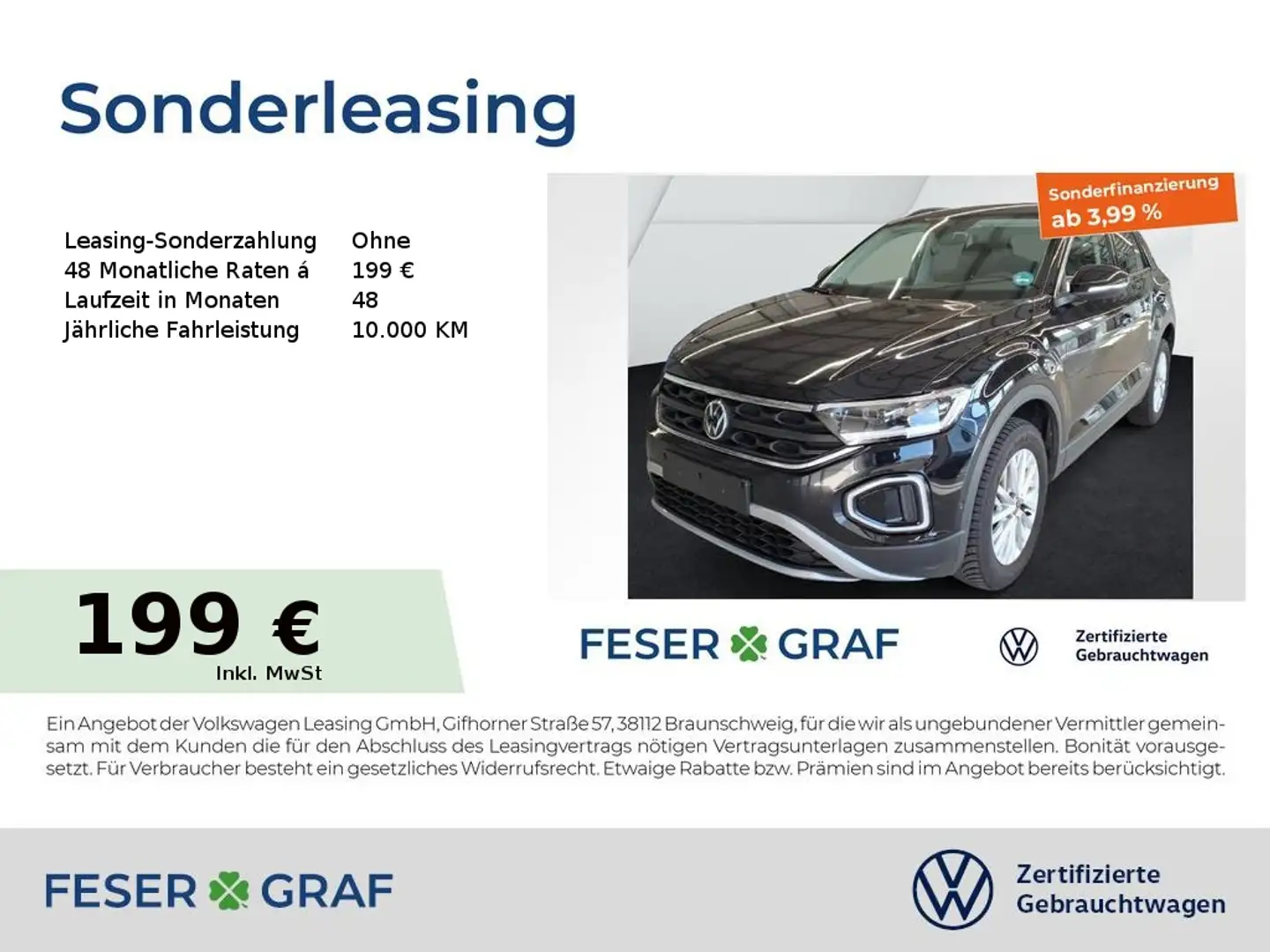 Volkswagen T-Roc Life 1.0 TSI Navi LED DigiCockpit SiHz ParkAssist Schwarz - 1
