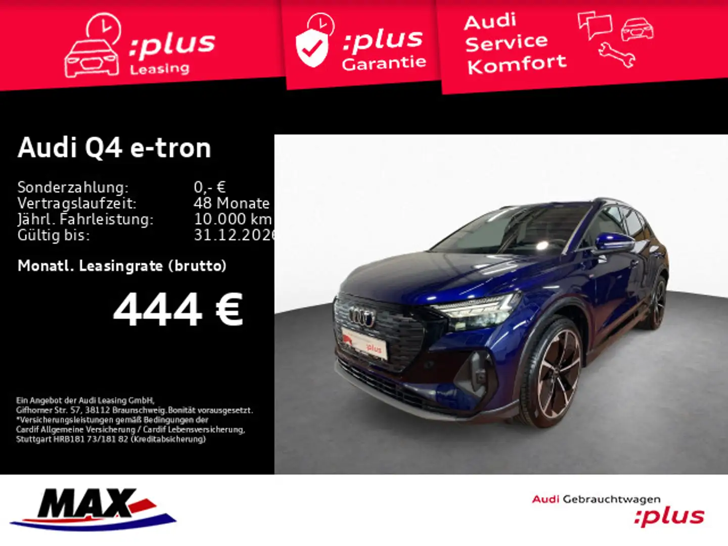 Audi Q4 e-tron 45 QUATT S LINE MATRIX+AR HUD+PANO+AHK Blau - 1
