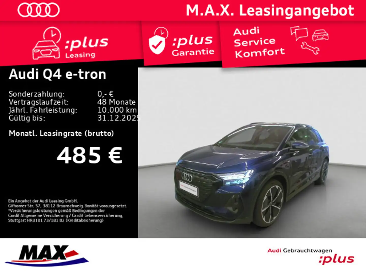 Audi Q4 e-tron 45 QUATT S LINE MATRIX+AR HUD+PANO+AHK Blau - 1