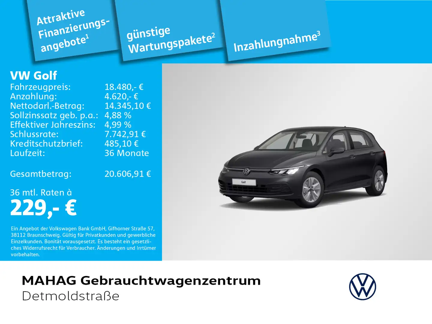 Volkswagen Golf VIII 1.0 TSI LIFE Navi LED Keyless 6-Gang Grau - 1