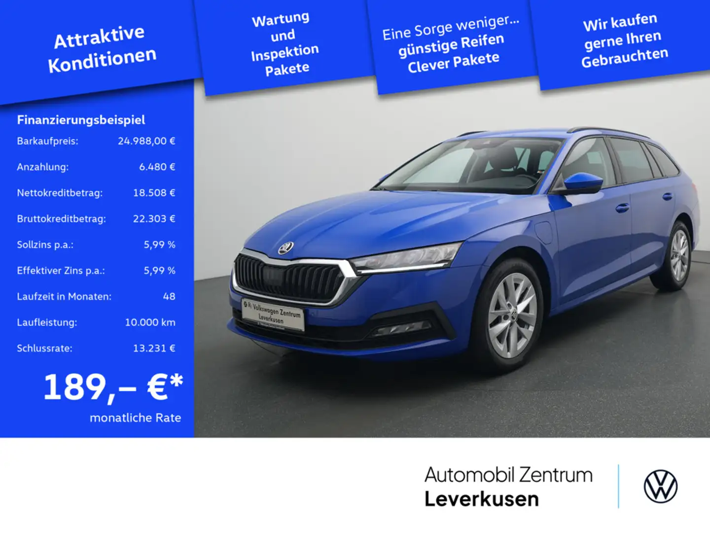 Skoda Octavia Combi 1.4 TSI iV DSG LENKRADHZ LED SH Blau - 1