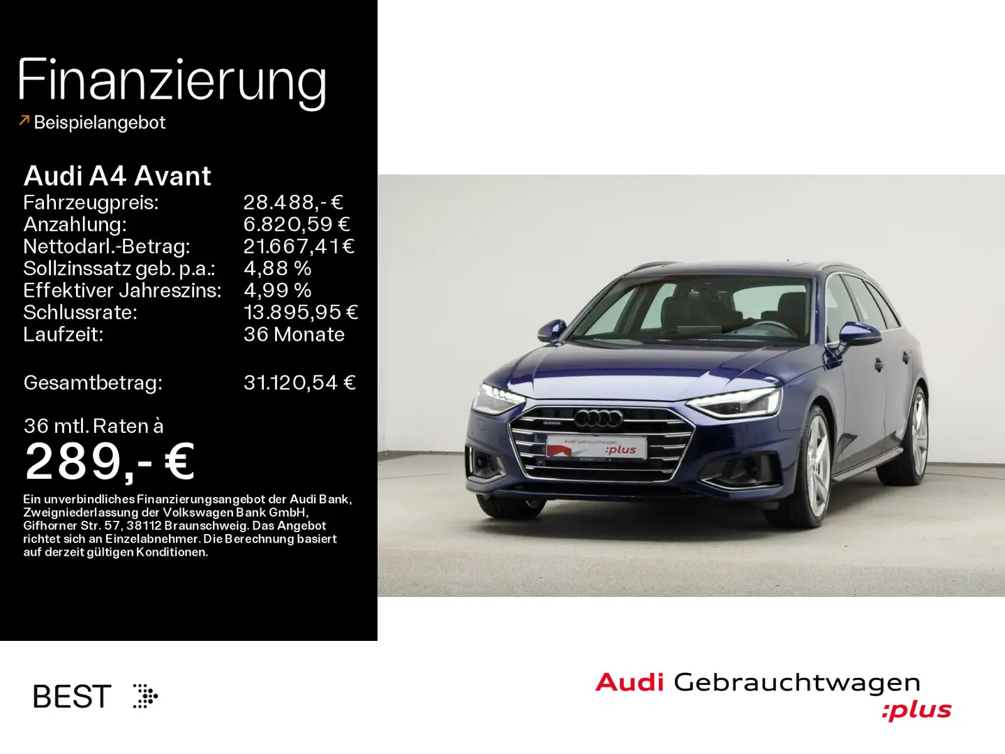 Audi A4 Advanced 40 TDI qu. Pano*HUD*Assist Blau - 1