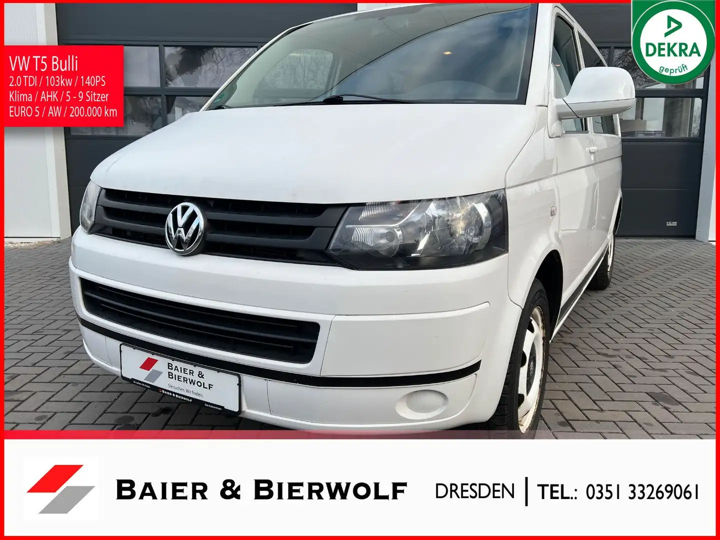 Volkswagen T5 Transporter 9 Sitzer Klima AHK 140PS Scheckh. Blanc - 1