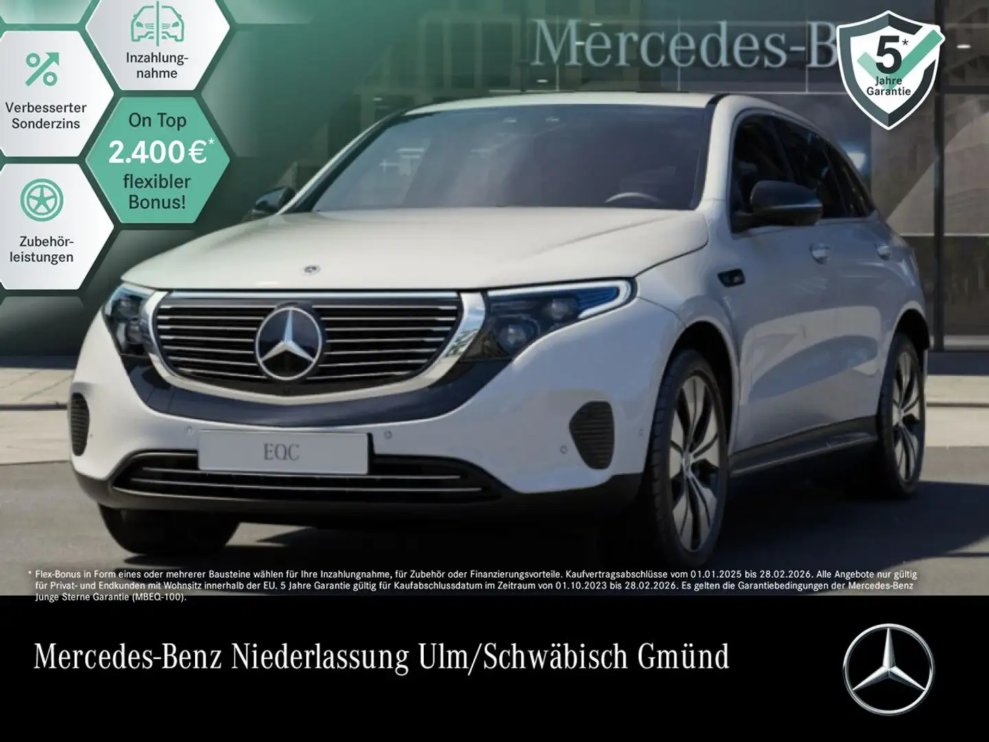 Mercedes-Benz EQC 400 4M 360+AHK+MULTIBEAM+KEYLESS Weiß - 1
