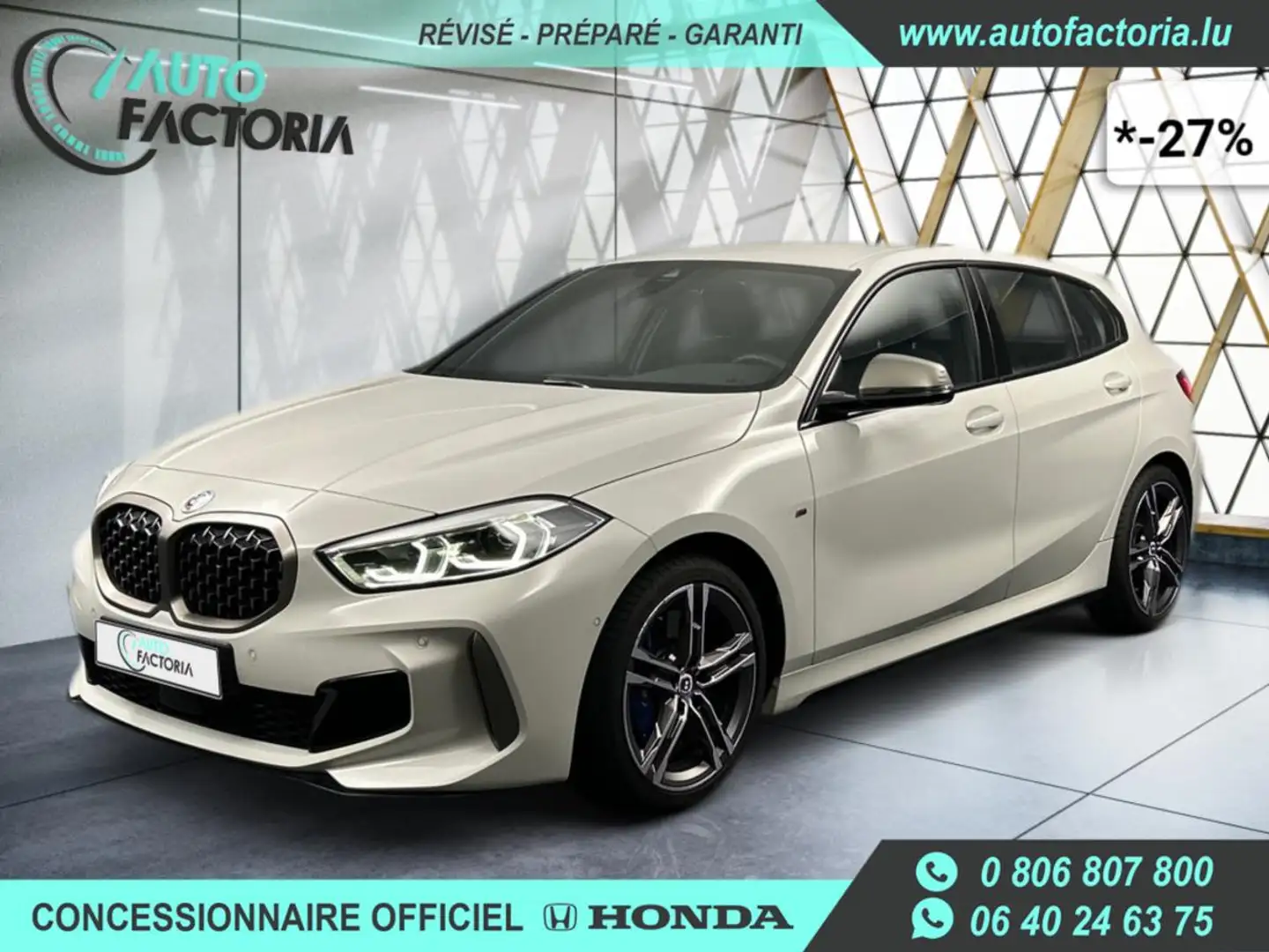 BMW 135 -27% M 135I 306cv BVA8 4x4+GPS+PARK ASSIST+Options Bej - 1