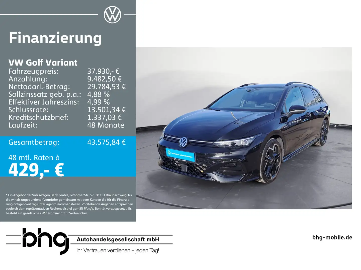 Volkswagen Golf Variant 2.0 TDI DSG R-Line AHK Navi HUD h/k Schwarz - 1