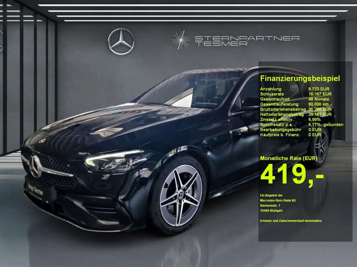 Mercedes-Benz C 300 d T AMG+MBUX+TOTW+DIST+AMBIENTE+KAMERA+AHK Schwarz - 1