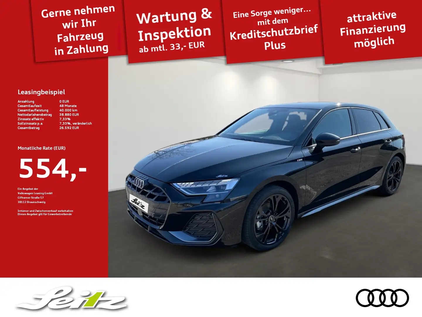 Audi A3 Sportback 35 TFSI S line *AHK*LED*NAVI*KAMERA* Noir - 1