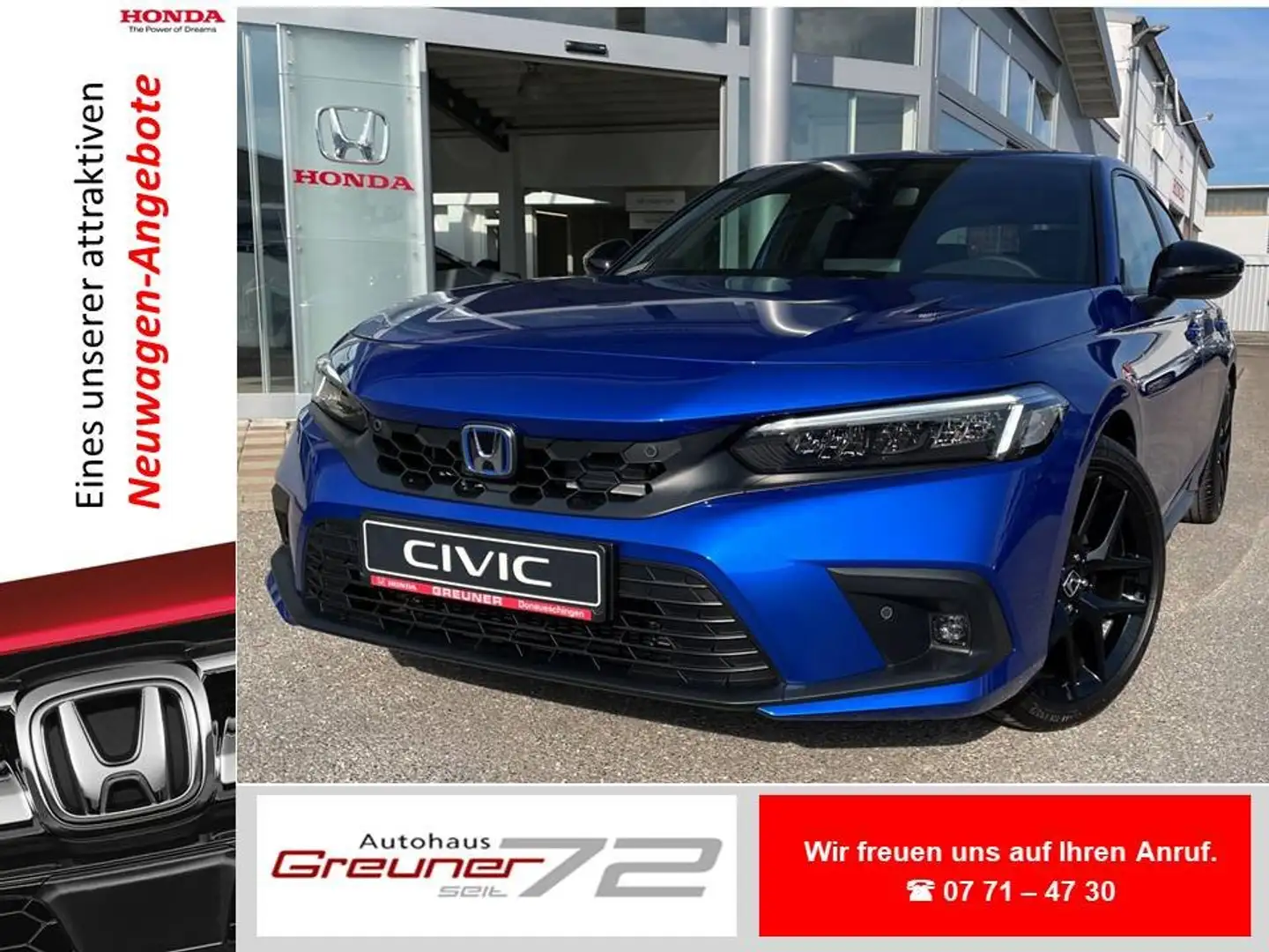 Honda Civic 2.0 e:HEV Hybrid Sport * sofort verfügbar * Modrá - 1