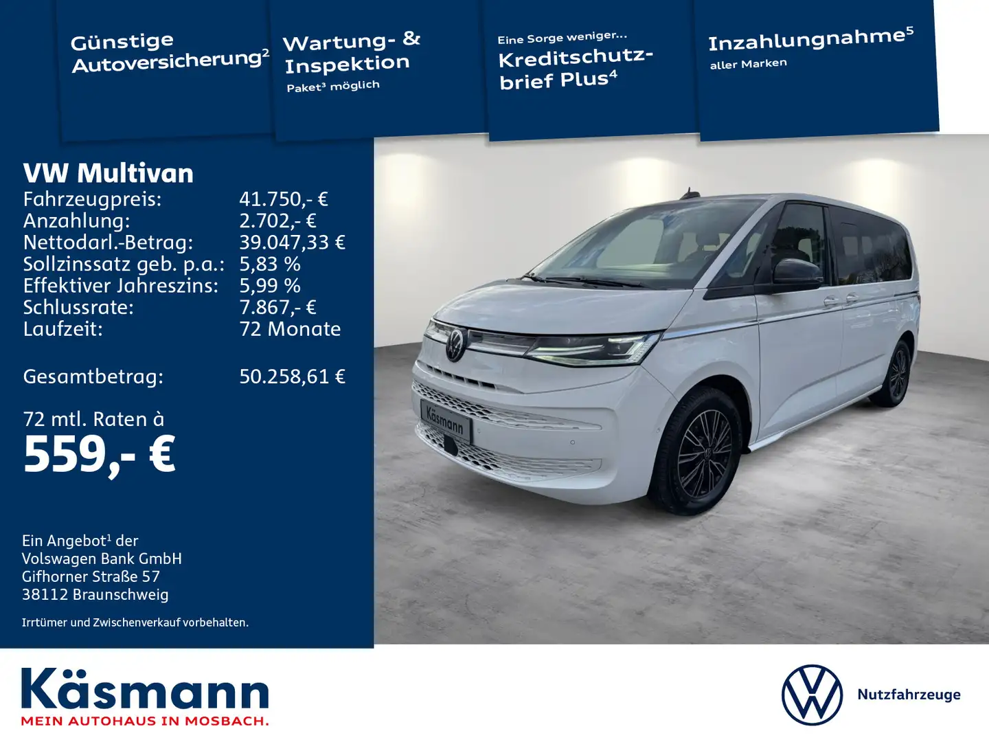 Volkswagen T7 Multivan T7 Multivan Style 2.0TDI AHK NAVI EASYOPEN 6-Sit Blanc - 1