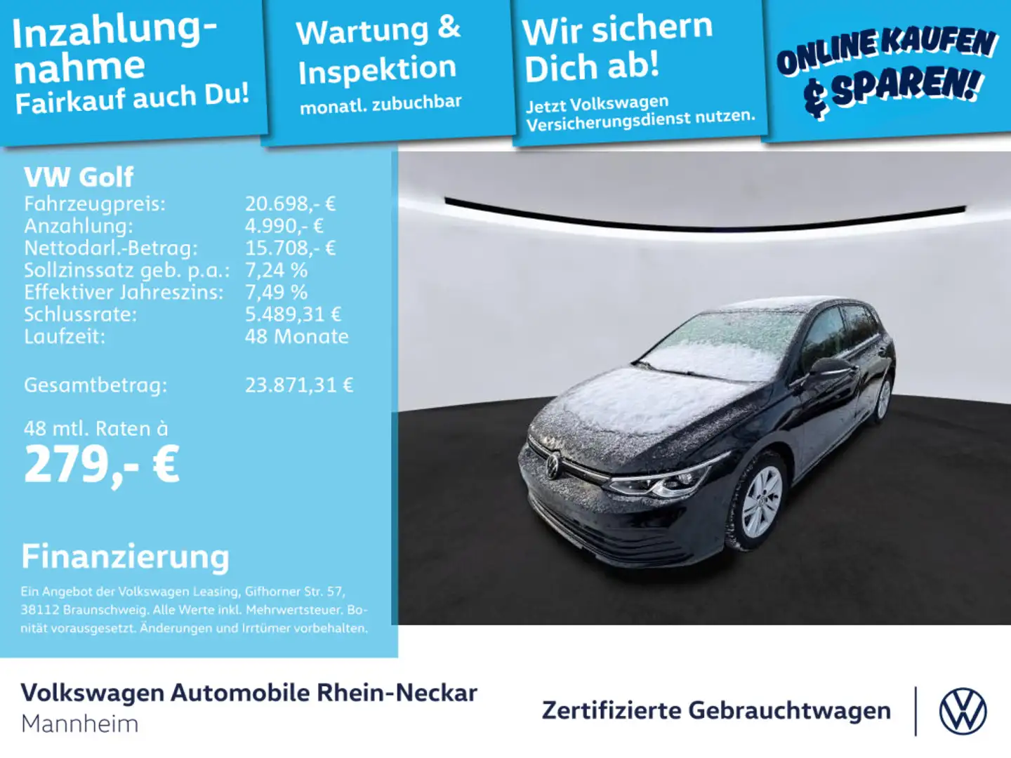 Volkswagen Golf VIII 1.5 TSI Life GAR 2028 Navi  PDC LED uv Schwarz - 1