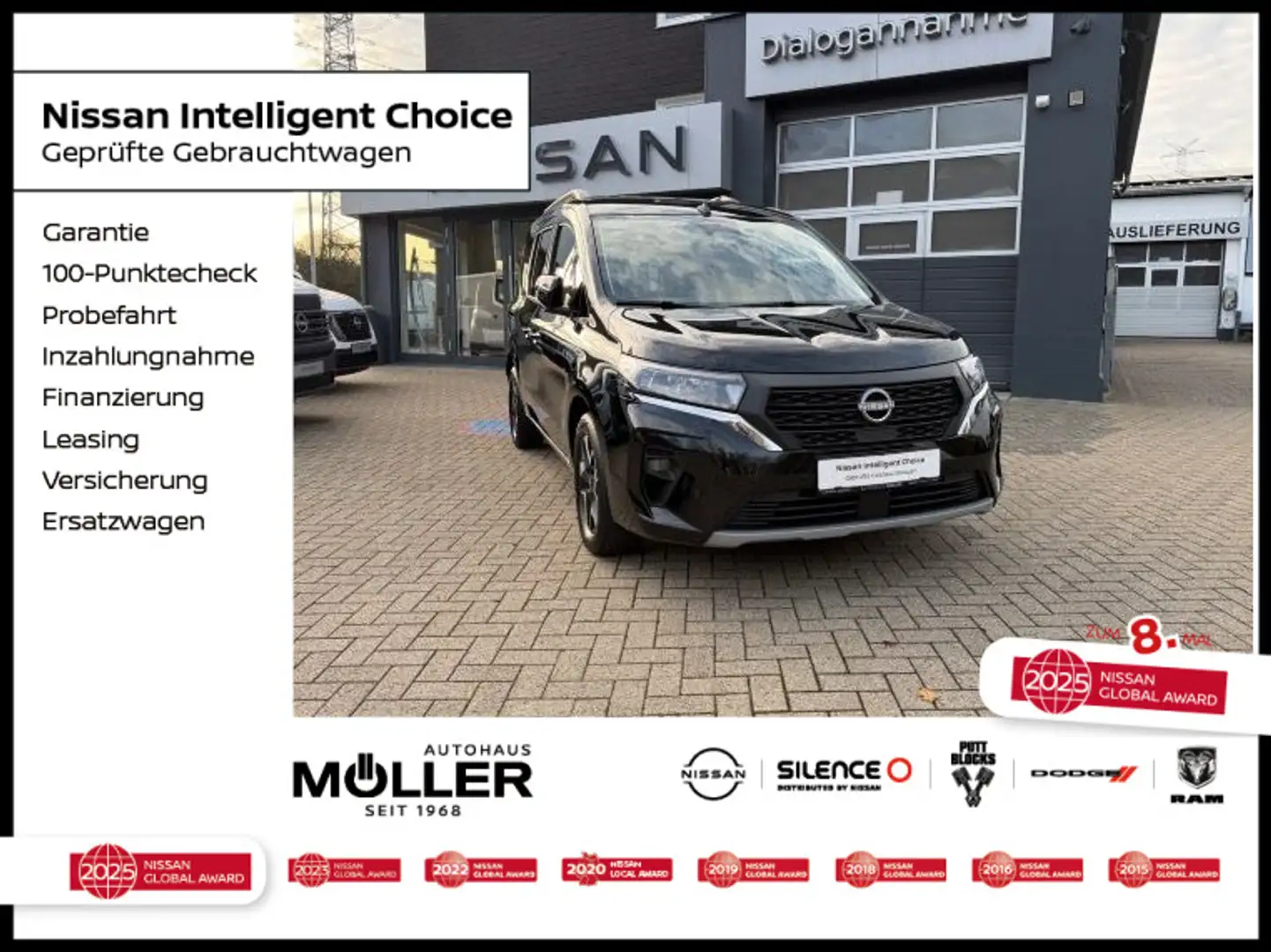 Nissan Townstar Kombi 130PS DCT L1 Tekna Navi RVM LED Zwart - 1