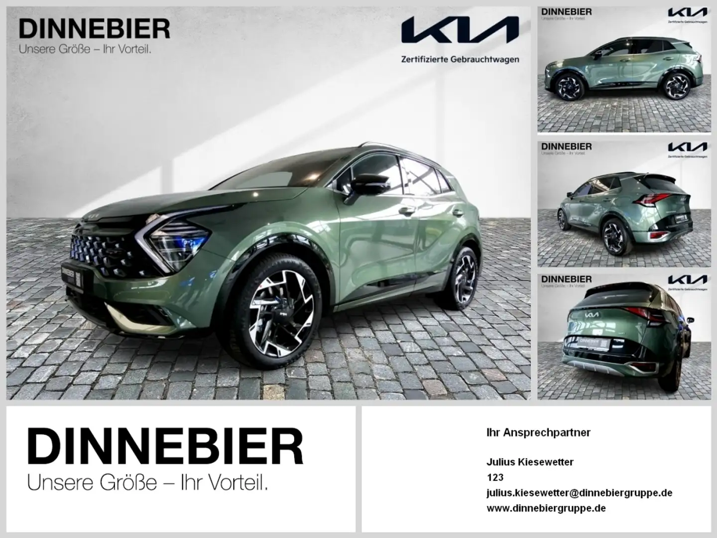 Kia Sportage GT-Line HEV Glasdach+360°+LED+Navi Groen - 1
