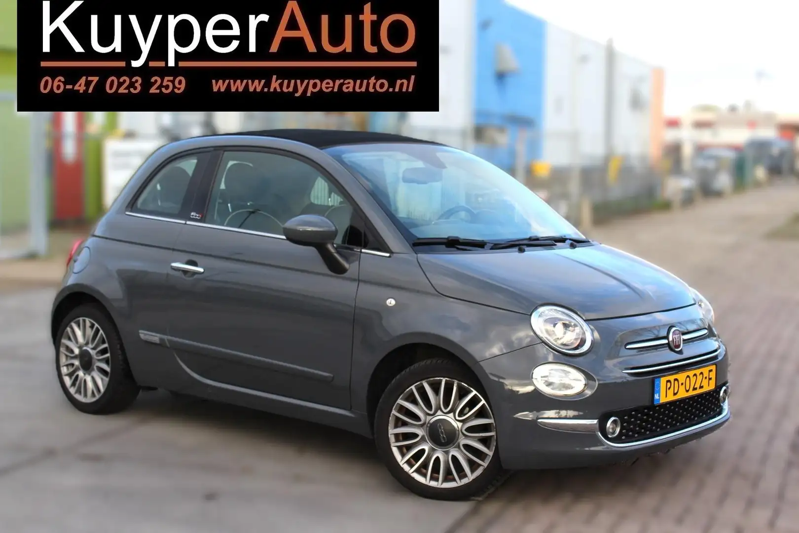 Fiat 500C 0.9 TwinAir Turbo Lounge cabrio 1 e eig navi clima Grijs - 2