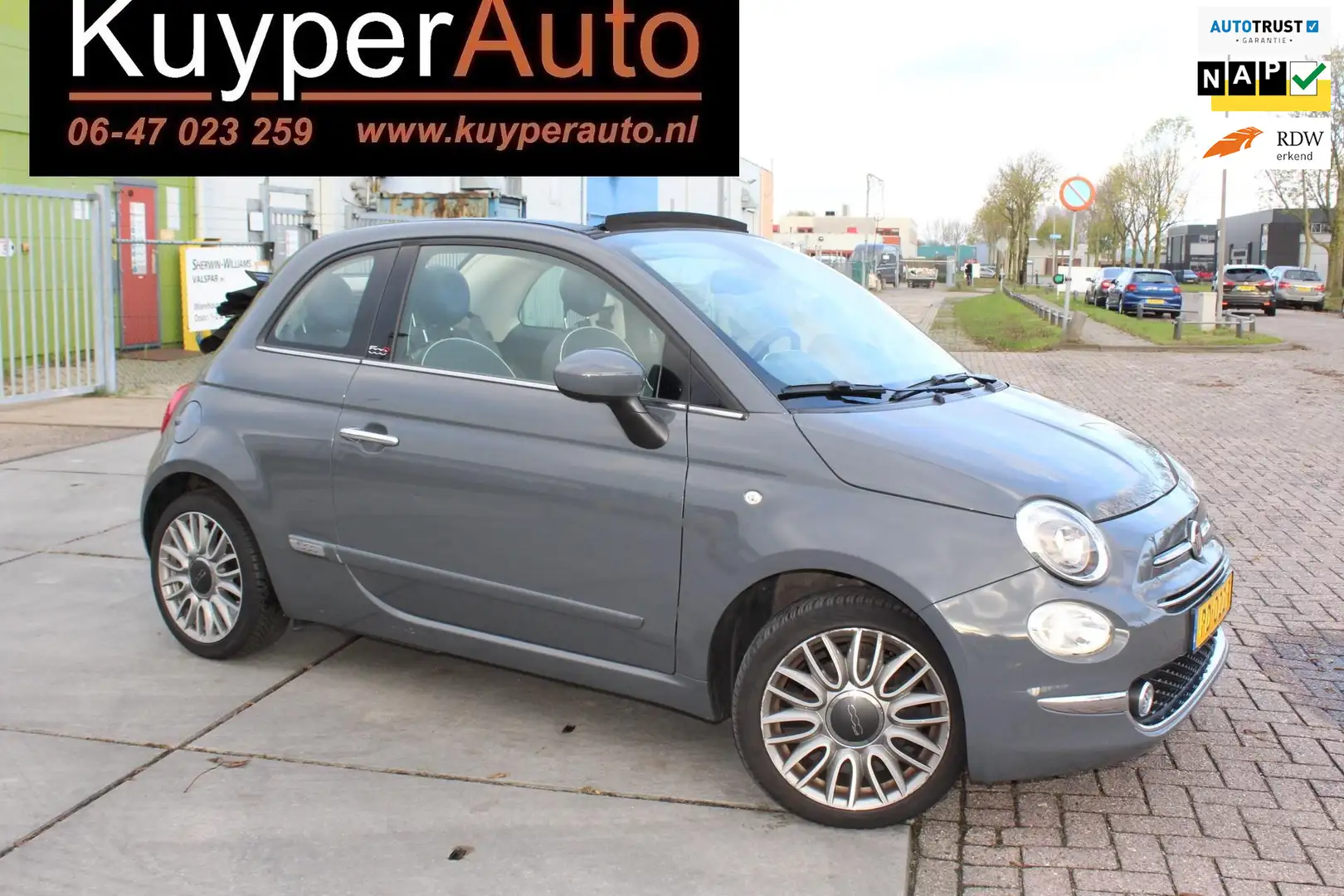 Fiat 500C 0.9 TwinAir Turbo Lounge cabrio 1 e eig navi clima Grijs - 1