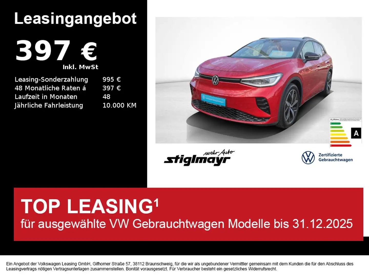 Volkswagen ID.4 GTX 82-kWh+ACC+DCC+IQ-LIGHT+NAVI+WÄRMEPUMPE Rouge - 1