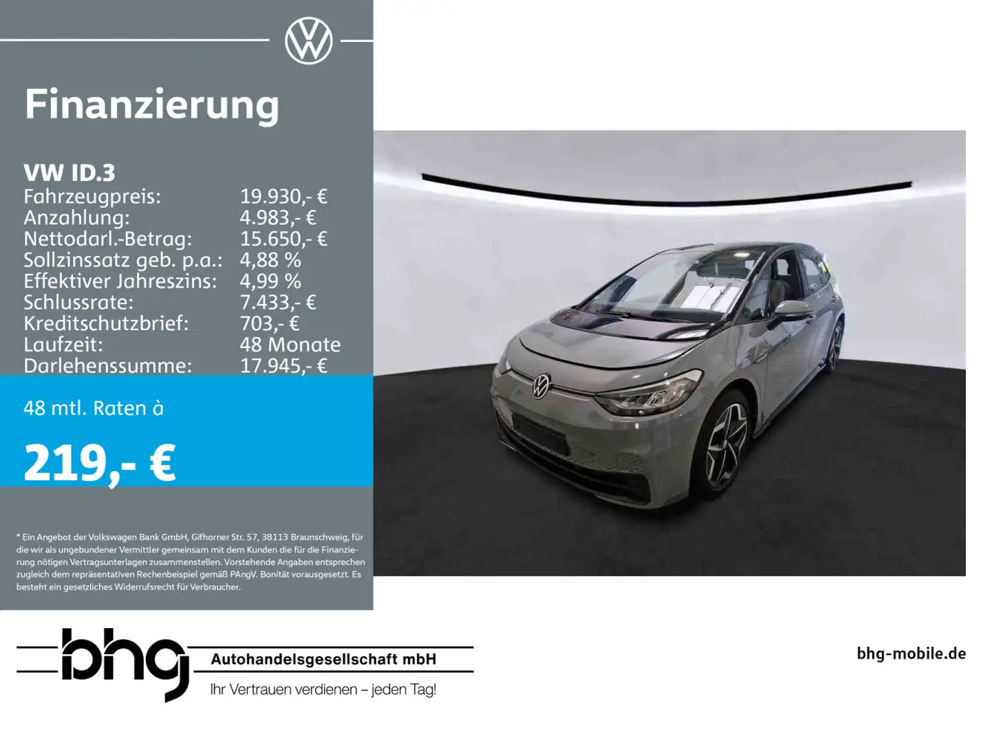 Volkswagen ID.3 Pro S (4-Sitzer) Grau - 1