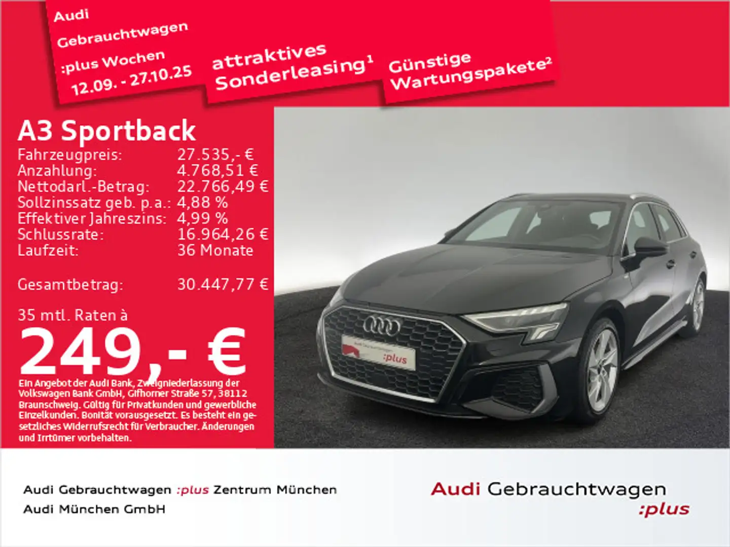 Audi A3 35 TFSI S-tronic S line AHK ACC Vir Schwarz - 1