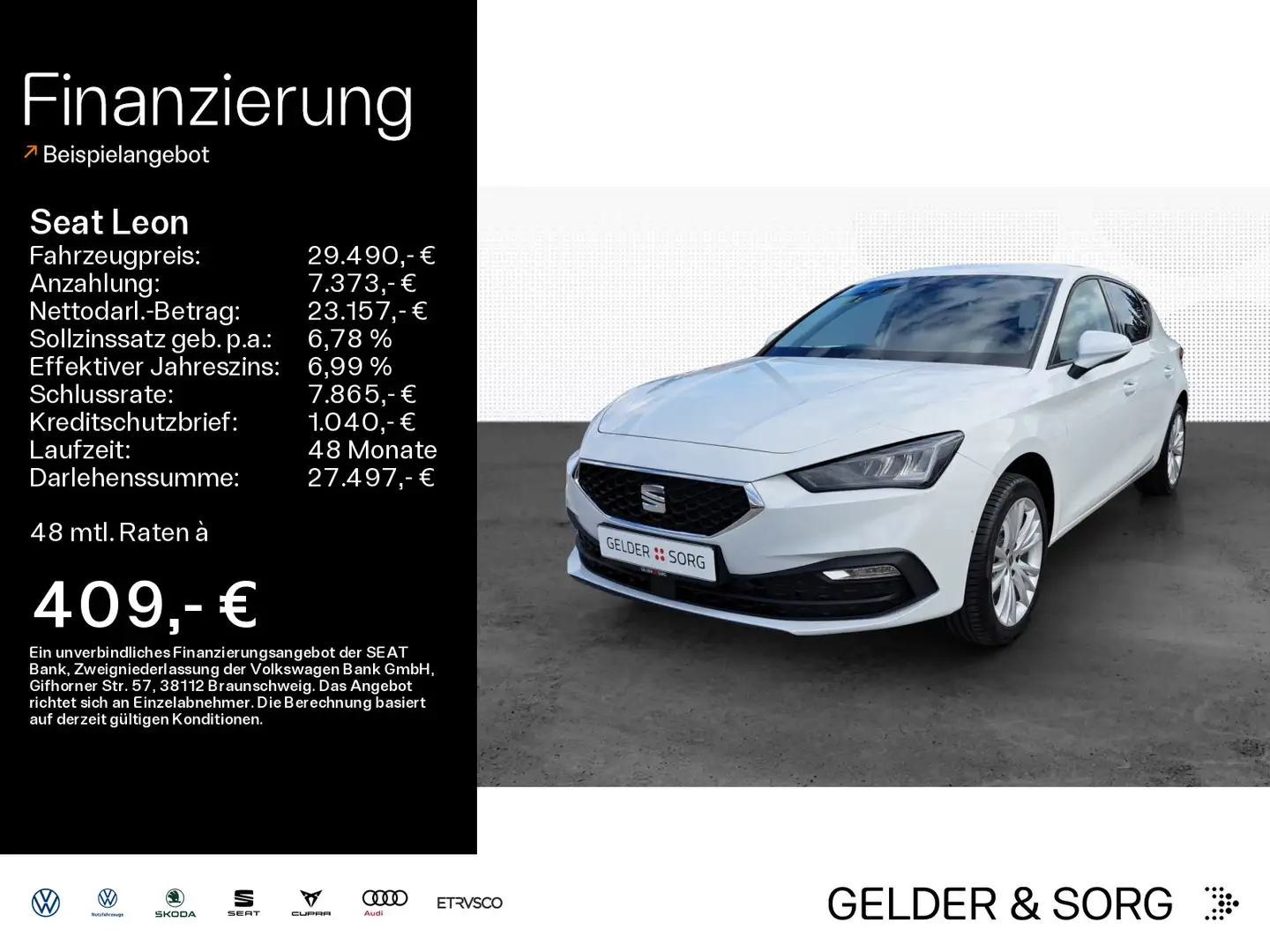 SEAT Leon LEON 1.5 eTSI *NAVI*PDC+KAM*SHZ*ACC*LED* Weiß - 1
