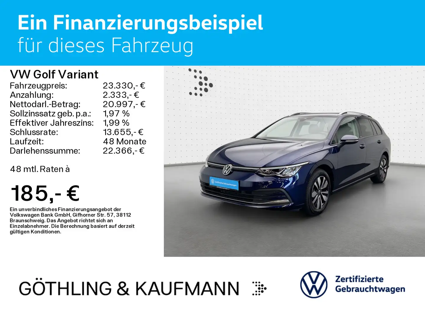 Volkswagen Golf Variant Life MOVE 1.0 TSI 81kW*AHK*NAVI*ASG Bleu - 2