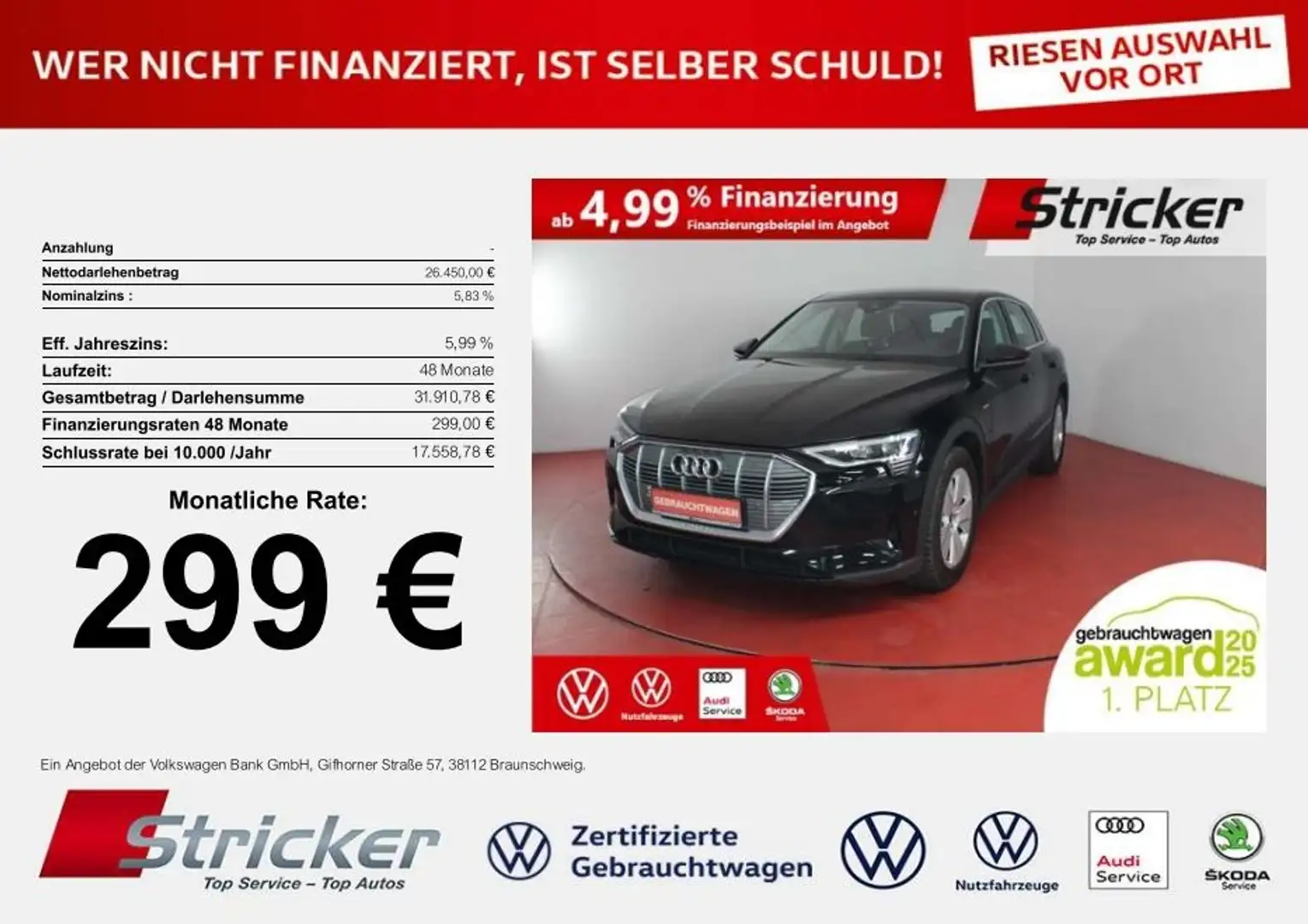 Audi e-tron 50 quattro 299,-ohne Anzahlung AHK Navi Einparkhi Schwarz - 1