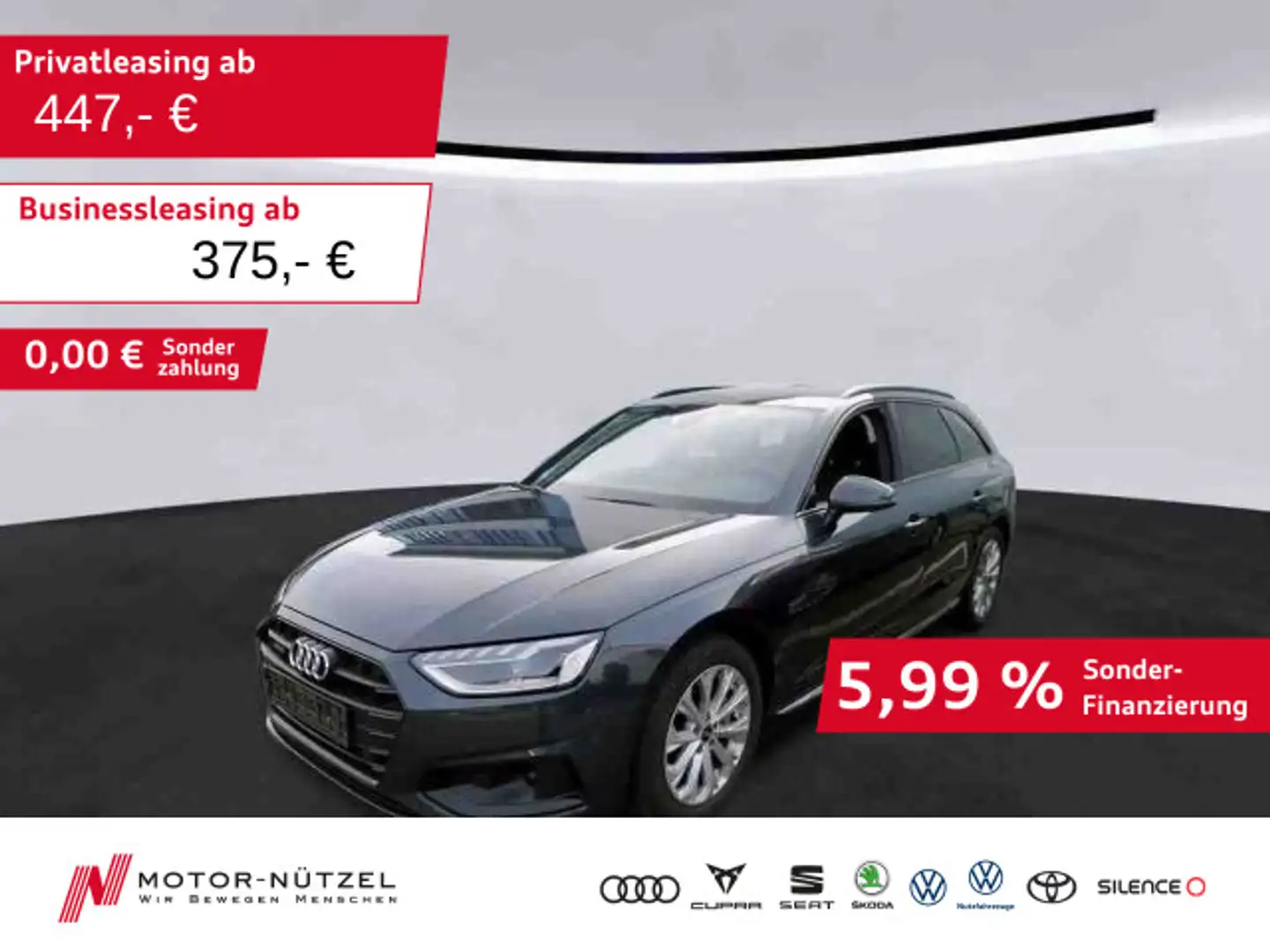 Audi A4 40 TFSI QU S-TR 5JG+LED+NAV+ACC+AHK-Vob Grau - 1