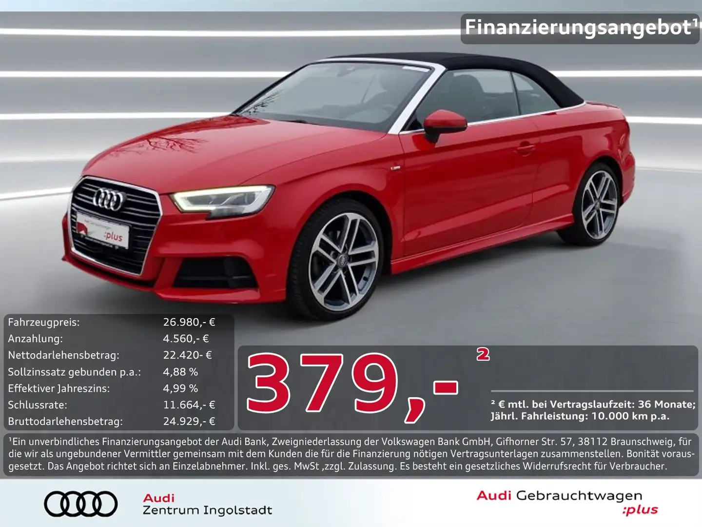 Audi A3 Cabrio 35 TFSI S line LED NAVI ACC virtual 18" Spo Rot - 1