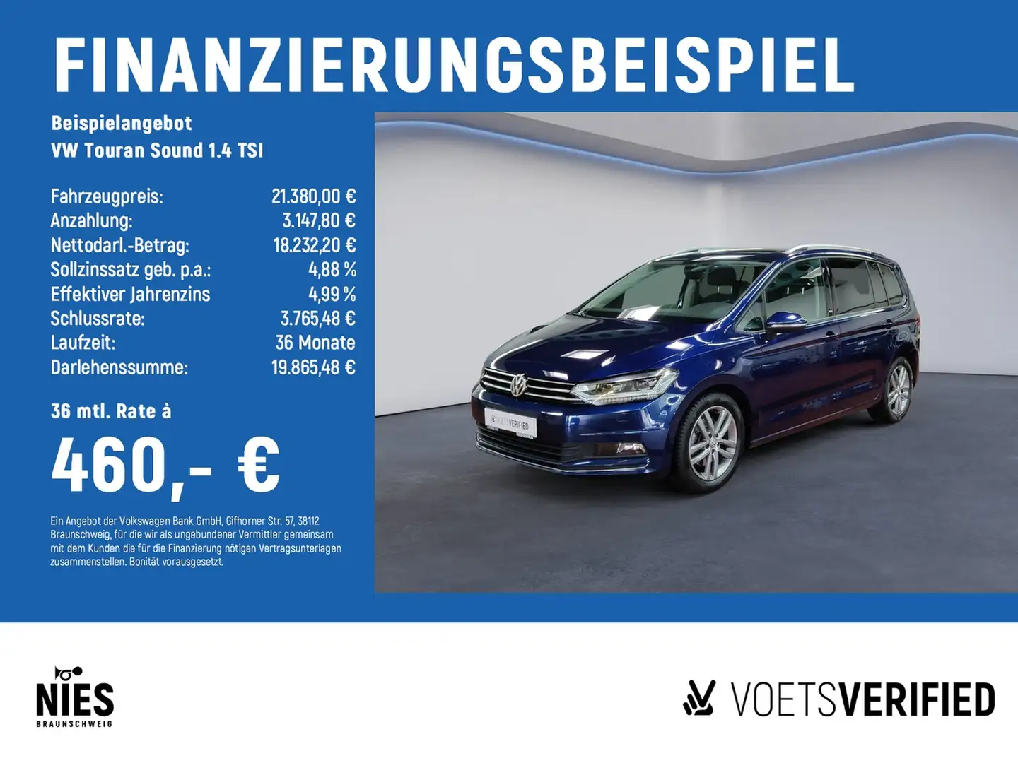 Volkswagen Touran Sound 1.4 TSI SHZ+ACC+PANO Blau - 2