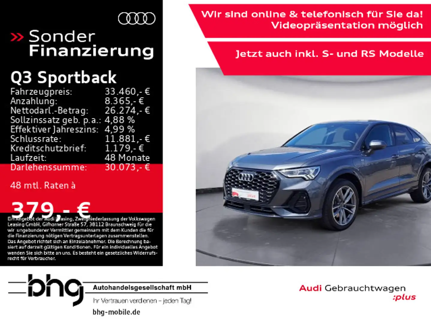 Audi Q3 45 TFSIe S tronic S line e-tron Nav Gris - 1