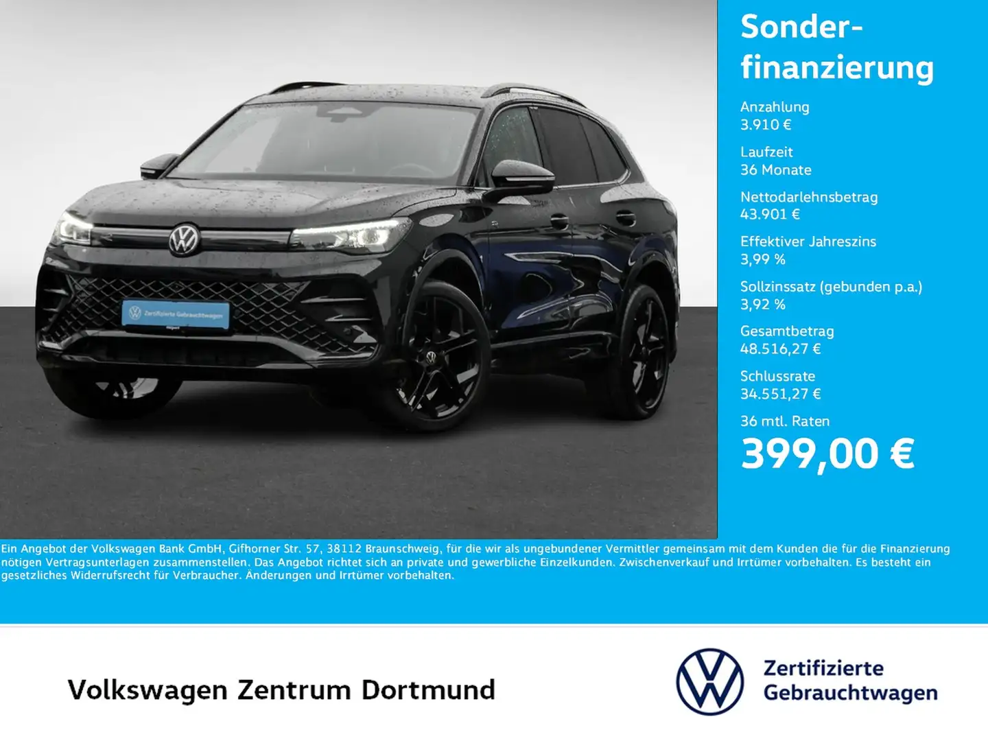 Volkswagen Tiguan 2.0 R-LINE 4X4 NEUES MODELL AHK ACC LM20 Noir - 1